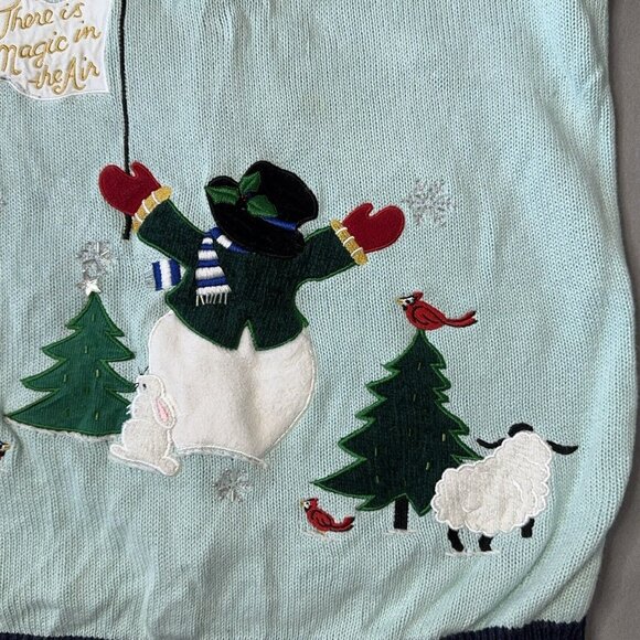 Quacker Factory Cardigan Sweater Snowman Christmas Tree Holiday Winter Theme Lg - Picture 13 of 16